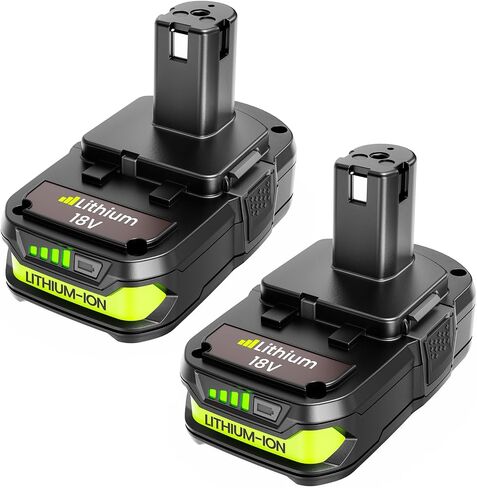 2-Pack 18v 5.0Ah Lithium lon Replacement Battery, Compatible with Ryobi 18v One+ Power Tools and Charger P100 P102 P103 P104 P105 P107 P108 P109 in Kuwait