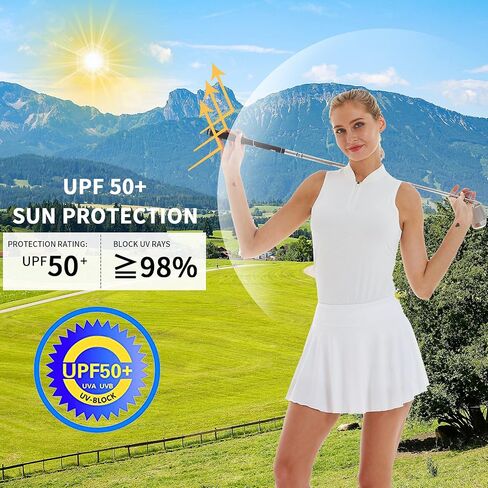 CQC Women's Sleeveless Golf Polo Tennis Shirts Zip Up Quick Dry UPF 50+ Athletic Tank Tops Moisture Wicking Sport Casual White XL in Saudi Arabia