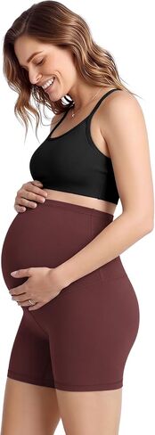 ODODOS Women's Maternity Biker Shorts 5" - Buttery Soft Over The Belly Pregnancy Lounge Yoga Shorts in Kuwait
