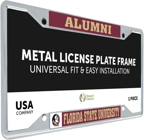 Desert Cactus Florida State University License Plate Frame FSU Seminoles Metal Car Tag Holder for Front or Back of Car Officially Licensed (Alumni - Seminole) in Saudi Arabia
