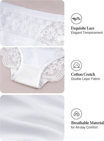 MEIYATING Women's Underwear Lace 5 Pack, Bikini Sexy Cheeky Ladies Hipster Panties Comfortable Briefs in Kuwait