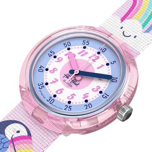 Flik Flak Girls Kids Watch Casual Pink Bio-sourced Quartz Waterproof Toucans Treasures in Kuwait