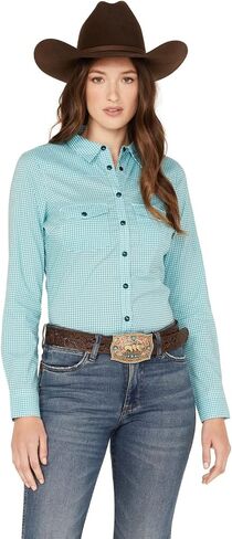 RANK 45 Women's Print Long Sleeve Vented Western Performance Shirt - Rwfa22w71-Turq in Saudi Arabia
