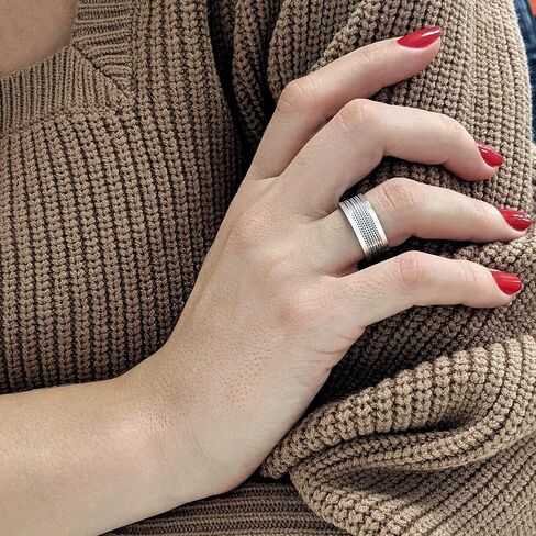Silverly 9mm Bali Rope Thumb Rings for Women and Men - 925 Sterling Silver Chunky Rings - Wide Band for Men - Scrollwork Design - Couples Promise Ring in Kuwait