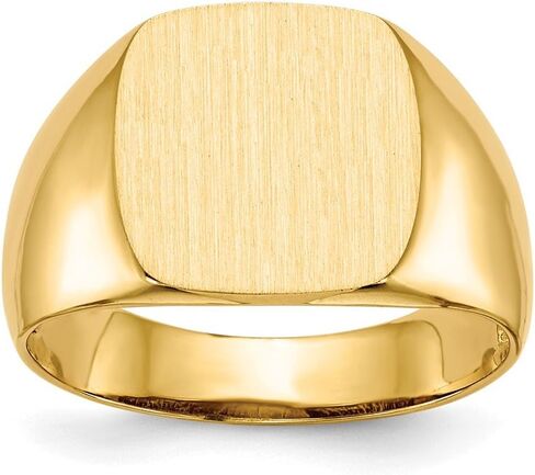 Solid 14k Yellow Gold Men's Signet Engravable Plate Ring (4 to 12.7mm) in Kuwait
