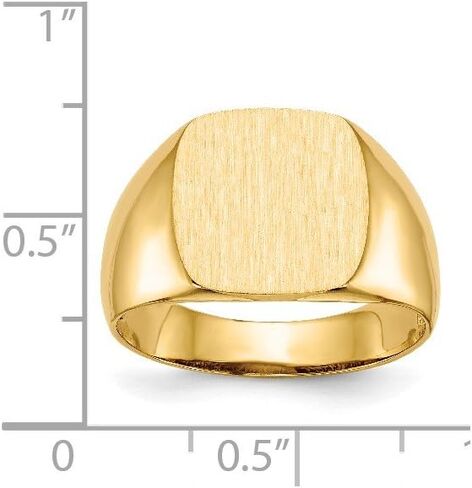 Solid 14k Yellow Gold Men's Signet Engravable Plate Ring (4 to 12.7mm) in Kuwait