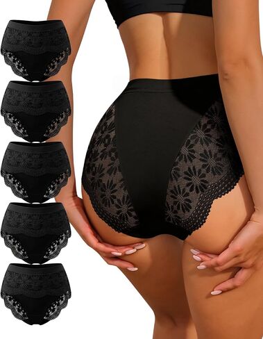 MEIYATING Women's Underwear Lace 5 Pack, Bikini Sexy Cheeky Ladies Hipster Panties Comfortable Briefs in Kuwait