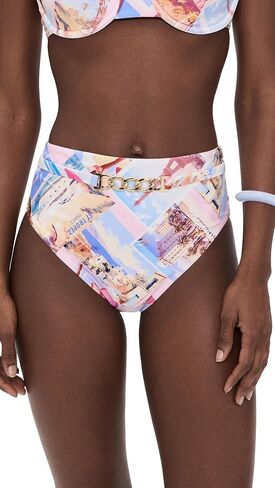 L'AGENCE Women's Vanessa Postcard Print High Waisted Bikini Bottoms in Kuwait