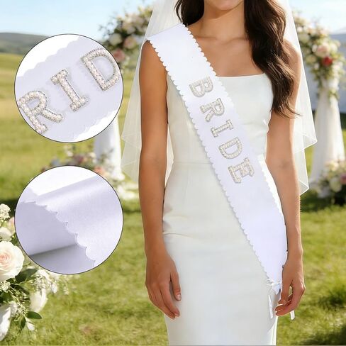 Bride Sash, Bride To Be Sash, Bridal Pearl Satin Sashes, Brides Sashes Bachelorette Party, Bridal Gifts for Bachelorette Party, Bridesmaid Accessories Brides Decorations for Bridesmaid gifts in Saudi Arabia