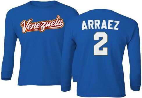 Venezuela 2 Arraez 2026 Baseball Champions Two-Sided Youth Long Sleeve T-Shirt in Saudi Arabia