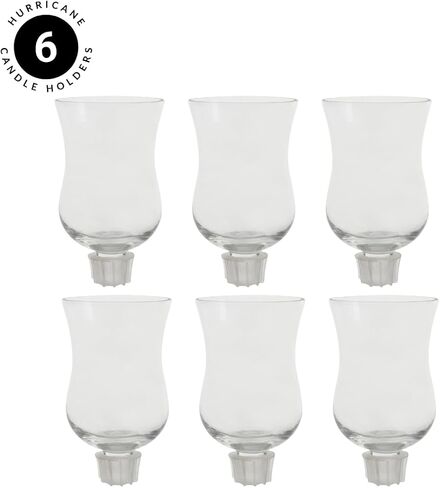 Koyal Wholesale Candelabra Hurricane Glass Shades, Bulk Set of 6 Peg Votive Holders (Clear, 5-Inch) in Saudi Arabia