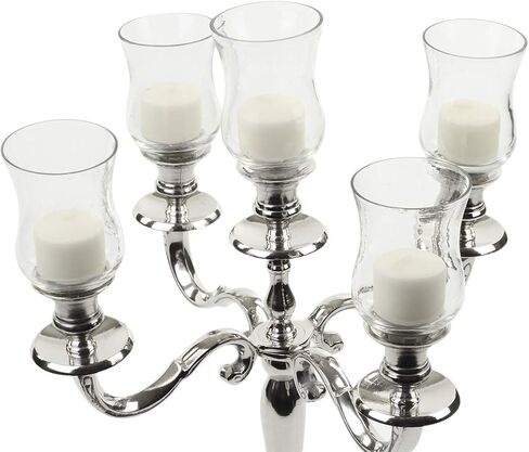 Koyal Wholesale Candelabra Hurricane Glass Shades, Bulk Set of 6 Peg Votive Holders (Clear, 5-Inch) in Saudi Arabia