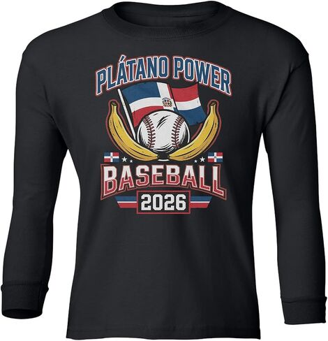 Platano Power Baseball 2026 - Dominicana Inspired Youth Long Sleeve T-Shirt in Saudi Arabia