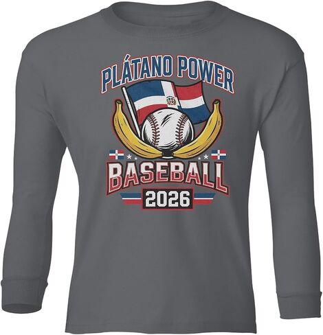 Platano Power Baseball 2026 - Dominicana Inspired Youth Long Sleeve T-Shirt in Saudi Arabia