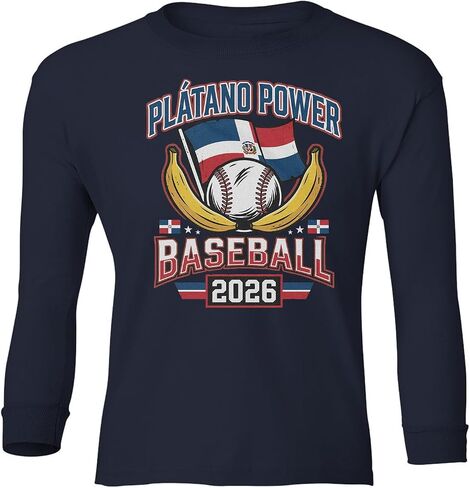 Platano Power Baseball 2026 - Dominicana Inspired Youth Long Sleeve T-Shirt in Saudi Arabia