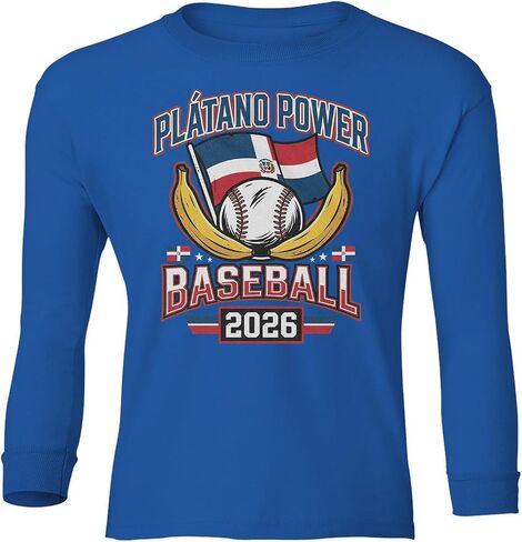 Platano Power Baseball 2026 - Dominicana Inspired Youth Long Sleeve T-Shirt in Saudi Arabia