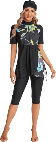 Women's Short-Sleeved Swimsuit Sun Protection Clothing Surfing Clothes Plus Size Women's Burkini Beachwear in Saudi Arabia