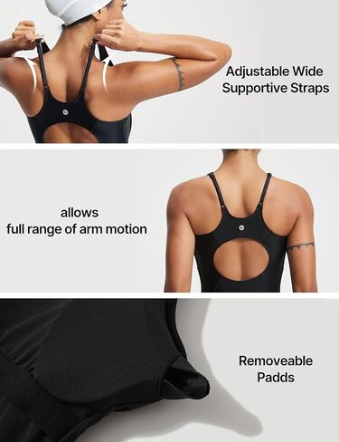 baleaf Women's One Piece Swimsuit Adjustable Straps Athletic Racerback Training Bathing Suit Swimwear in Kuwait