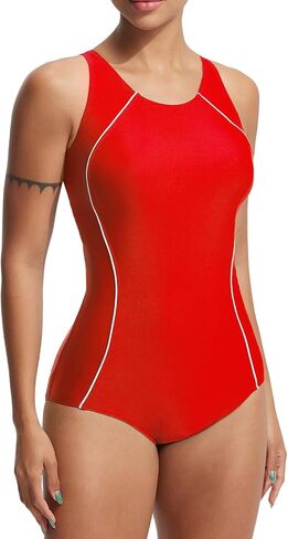 baleaf Women's One Piece Swimsuit Adjustable Straps Athletic Racerback Training Bathing Suit Swimwear in Kuwait