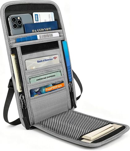 محفظة الرقبة مع حجب RFID - حقيبة حامل جواز السفر المخفية | مخفي تحت الملابس، أمان مضاد للسرقة | قابل للتعديل وخفيف الوزن للعطلات والمطارات in Kuwait