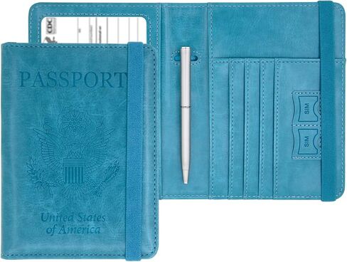 Passport Holder for Travel, RFID Blocking Card Wallet, Apple MFi Certified Smart Passport Cover Works with Find My, Rechargeable Travel Wallet with Lanyard, PU Leather, Black in Kuwait