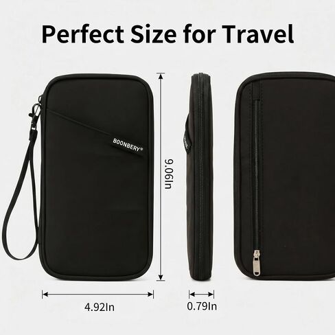 Travel Passport Holder, Water Resistant Travel Document Organizer for Family, Portable Passport Case with Wrist Strap for Travel, Vacation, Business Trip in Saudi Arabia