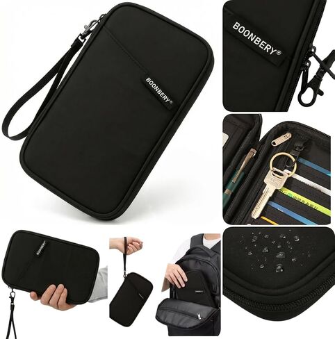 Travel Passport Holder, Water Resistant Travel Document Organizer for Family, Portable Passport Case with Wrist Strap for Travel, Vacation, Business Trip in Saudi Arabia
