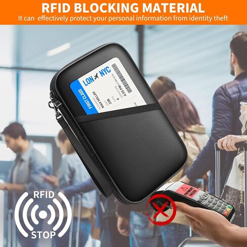JUNDUN 2500℉ Fireproof Family Passport Holder,RFID Blocking Upgraded Material Fireproof Passport Wallet for 4,Travel Document Organizer Case with Zipper for Passport and Card in Saudi Arabia