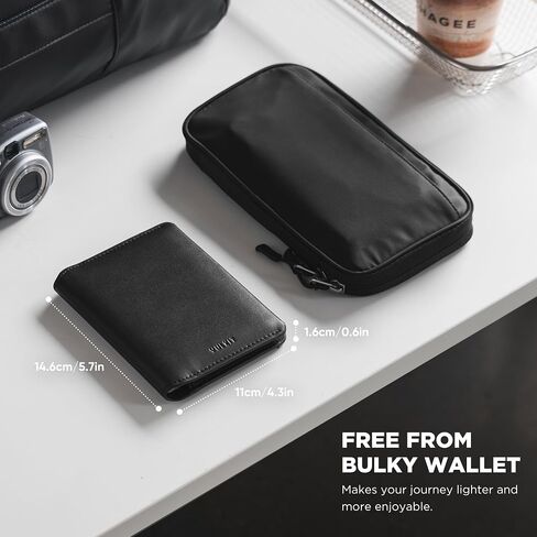 VULKIT Slim Minimalist Passport Wallet RFID Blocking Passport Holder for Travel, Leather Travel Wallet for Men Women, Magnetic Closure in Kuwait