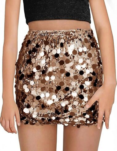 CharmWM Sequin Mini Skirt for Girls Sparkly Skirt Stretchy Bodycon Glitter Kids Dance Party Clothes in Kuwait