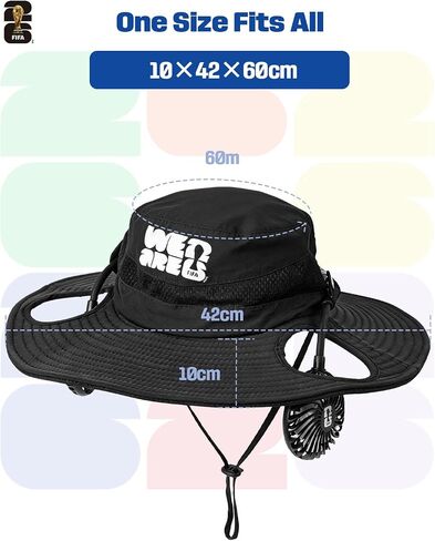 2026 FIFA World Cup Cooling Fan Hat, 2-in-1 Sun Hat with 3-Speed Detachable Rechargeable Fan, Personal Wearable Neck Fan for Fishing Hiking, Outdoor Recreation Cap for Men & Women Black in Saudi Arabia