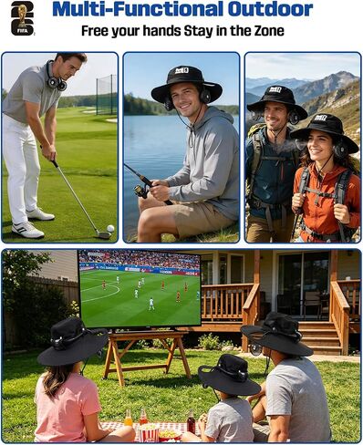 2026 FIFA World Cup Cooling Fan Hat, 2-in-1 Sun Hat with 3-Speed Detachable Rechargeable Fan, Personal Wearable Neck Fan for Fishing Hiking, Outdoor Recreation Cap for Men & Women Black in Saudi Arabia