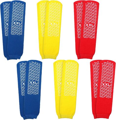 6 Pairs 2XL Large Slipper Socks Non Slip Sock Gripper Socks Non-Skid Ankle Sock Slip Stop Safety Single Tread Slipper Socks Soft Stretchy Grippy Sock for Adults Home Hospital Women Men Elderly in Kuwait