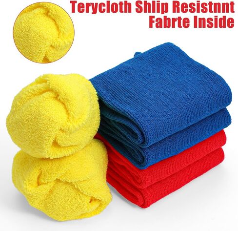 6 Pairs 2XL Large Slipper Socks Non Slip Sock Gripper Socks Non-Skid Ankle Sock Slip Stop Safety Single Tread Slipper Socks Soft Stretchy Grippy Sock for Adults Home Hospital Women Men Elderly in Kuwait