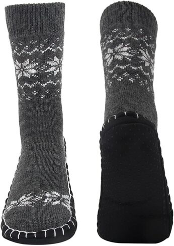 Vihir Men's Slipper Socks With Suede Non Slip Sole -Winter Knitted Home Warm Floor Indoor Stocking House in Saudi Arabia