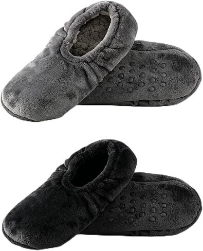 Mens Slippers Socks with Grippers Indoor, 2 Pairs Cozy Non-Slip Slipper Socks for Men with Soft Sole, Warm House Shoes as a Gift for Dad Husband Christmas Birthday in Saudi Arabia