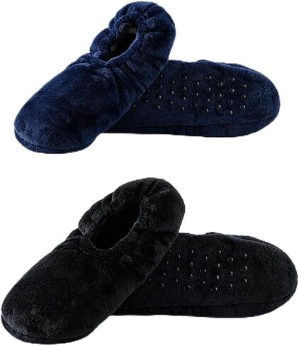 Mens Slippers Socks with Grippers Indoor, 2 Pairs Cozy Non-Slip Slipper Socks for Men with Soft Sole, Warm House Shoes as a Gift for Dad Husband Christmas Birthday in Saudi Arabia