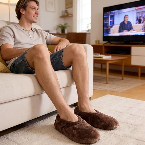 Mens Slippers Socks with Grippers Indoor, 2 Pairs Cozy Non-Slip Slipper Socks for Men with Soft Sole, Warm House Shoes as a Gift for Dad Husband Christmas Birthday in Saudi Arabia