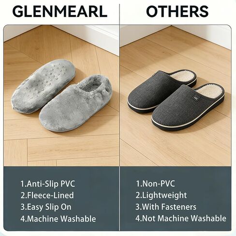 Mens Slippers Socks with Grippers Indoor, 2 Pairs Cozy Non-Slip Slipper Socks for Men with Soft Sole, Warm House Shoes as a Gift for Dad Husband Christmas Birthday in Saudi Arabia