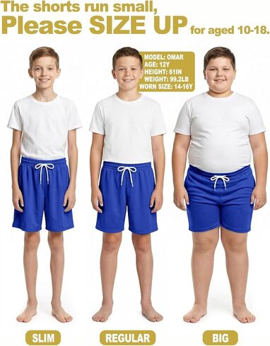 Boys Athletic Shorts Mesh Basketball Soccer Shorts Breathable Quick Dry Running Gym Shorts for Youth 5-18 Years in Kuwait