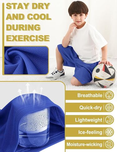 Boys Athletic Shorts Mesh Basketball Soccer Shorts Breathable Quick Dry Running Gym Shorts for Youth 5-18 Years in Kuwait