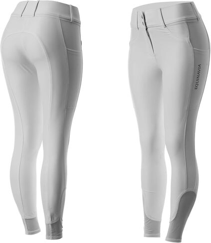 Equinavia Silvi Knee Patch Silicone Riding Breeches for Women, 4-Way Stretch Horse Pants, Opaque Mid-Rise Equestrian Breeches in Kuwait