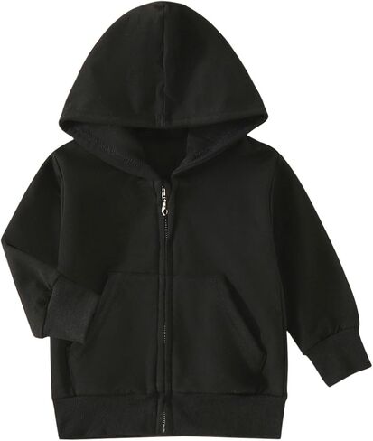Girls Boys Zip Up Hoodie Soft Fleece Sweatshirt Hooded Kids Hoodies For Toddler Zipper Athletic Jacket Outerwear in Kuwait