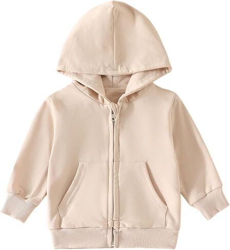 Girls Boys Zip Up Hoodie Soft Fleece Sweatshirt Hooded Kids Hoodies For Toddler Zipper Athletic Jacket Outerwear in Kuwait