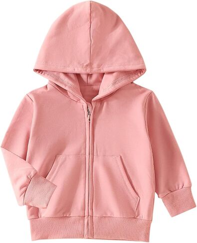 Girls Boys Zip Up Hoodie Soft Fleece Sweatshirt Hooded Kids Hoodies For Toddler Zipper Athletic Jacket Outerwear in Kuwait