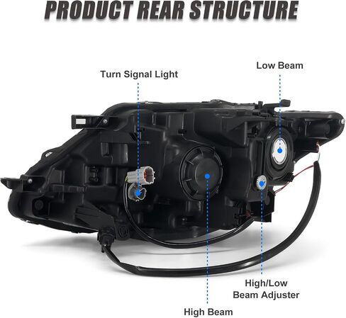 Headlight Assembly for 2014 2015 2016 Nissan Rogue Clear Lens Chrome Housing with Amber Reflector Headlamp Replacement Driver and Passenger Side Pair in Saudi Arabia