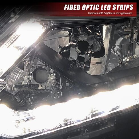 Headlight Assembly for 2014 2015 2016 Nissan Rogue Clear Lens Chrome Housing with Amber Reflector Headlamp Replacement Driver and Passenger Side Pair in Saudi Arabia