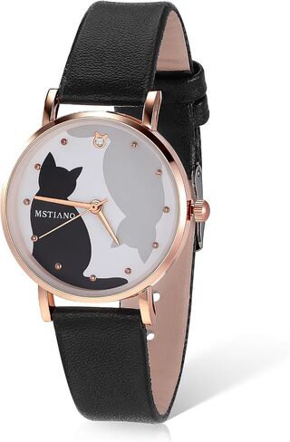 TEHAUX Cat Watch, Kids Watch with Soft Leather Strap, Cute Quartz Wristwatch Analog for Girls Boys Students, Easy to Read Kitten Timepiece Gift for Daughter School in Kuwait
