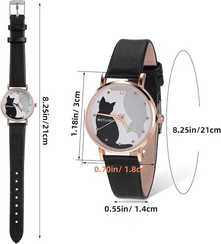 TEHAUX Cat Watch, Kids Watch with Soft Leather Strap, Cute Quartz Wristwatch Analog for Girls Boys Students, Easy to Read Kitten Timepiece Gift for Daughter School in Kuwait