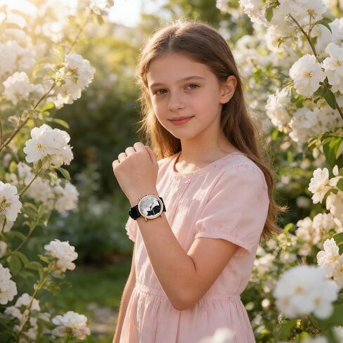 TEHAUX Cat Watch, Kids Watch with Soft Leather Strap, Cute Quartz Wristwatch Analog for Girls Boys Students, Easy to Read Kitten Timepiece Gift for Daughter School in Kuwait
